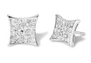 .925 Sterling Silver 3/4 Cttw Diamond Composite Curved Square Stud Earring (I-J Color, I3 Clarity)-5