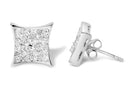 .925 Sterling Silver 3/4 Cttw Diamond Composite Curved Square Stud Earring (I-J Color, I3 Clarity)-6