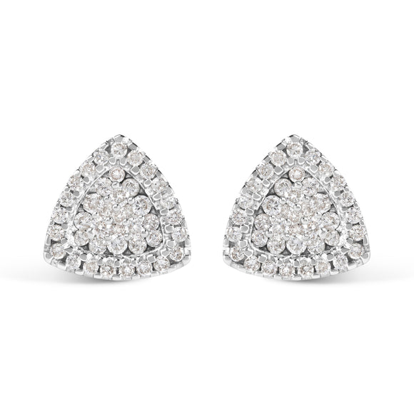 14K White Gold 1/2 cttw Trillion Shaped Diamond Stud Earrings (H-I Clarity, SI2-I1 Color)