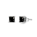 14K White Gold 1/2 Cttw Princess-Cut Treated Black Diamond Classic 4-Prong Stud Earrings with Push Backs (Fancy Color-Enhanced, I2-I3 Clarity)-2