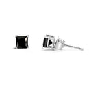 14K White Gold 1/2 Cttw Princess-Cut Treated Black Diamond Classic 4-Prong Stud Earrings with Push Backs (Fancy Color-Enhanced, I2-I3 Clarity)-3
