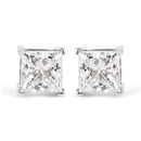 14K White Gold 1 1/2 Cttw Clarity Enhanced Princess Cut Diamond Solitaire Stud Earrings (I-J Color, I1-I2 Clarity)-5