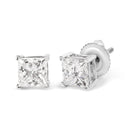 14K White Gold 1 1/2 Cttw Clarity Enhanced Princess Cut Diamond Solitaire Stud Earrings (I-J Color, I1-I2 Clarity)-6