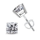 14K White Gold 1 1/2 Cttw Clarity Enhanced Princess Cut Diamond Solitaire Stud Earrings (I-J Color, I1-I2 Clarity)-8
