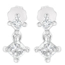 14K White Gold 3/4 cttw Double Diamond Princess-Cut Stud Earrings (I-J Clarity, I2-I3 Color)-5