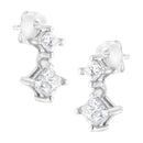 14K White Gold 3/4 cttw Double Diamond Princess-Cut Stud Earrings (I-J Clarity, I2-I3 Color)-4