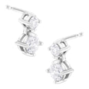 14K White Gold 1 cttw Double Diamond Stud Earrings (H-I Clarity, SI2-I1 Color)-4