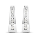 14K White Gold 1/4 Cttw Channel-Set Brilliant Round-Cut Diamond Hoop Earrings (H-I Color, I1-I2 Clarity)-4