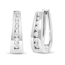 14k White Gold 1/4 Cttw Channel-Set Brilliant Round-Cut Diamond Hoop Earrings (I-J Color, I2-I3 Clarity)-5