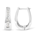 14K White Gold 1/4 Cttw Channel-Set Brilliant Round-Cut Diamond Hoop Earrings (H-I Color, I1-I2 Clarity)-6