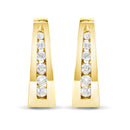 14K White Gold 1/4 Cttw Channel-Set Brilliant Round-Cut Diamond Hoop Earrings (H-I Color, I1-I2 Clarity)-7