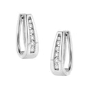 14k White Gold 1/4 Cttw Channel-Set Brilliant Round-Cut Diamond Hoop Earrings (I-J Color, I2-I3 Clarity)-7