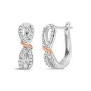 10K White and Rose Gold 1/3 Cttw Diamond Infinite and Ribbon Hoop Earrings (H-I Color, I1-I2 Clarity)-5