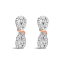 10K White and Rose Gold 1/3 Cttw Diamond Infinite and Ribbon Hoop Earrings (H-I Color, I1-I2 Clarity)-6