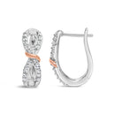10K White and Rose Gold 1/3 Cttw Diamond Infinite and Ribbon Hoop Earrings (H-I Color, I1-I2 Clarity)-7