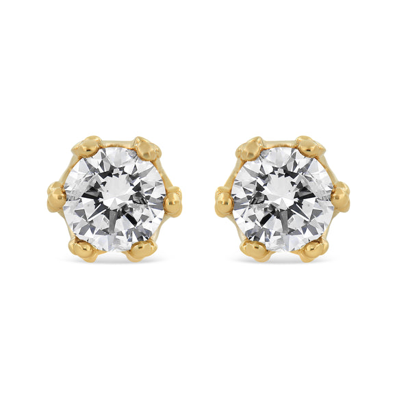 14K White Gold 1/2 Cttw Round Diamond Crown Stud Earring (I-J Color, I1-I2 Clarity)