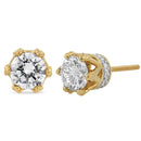 14K Yellow Gold 2.0 Cttw Round Diamond Crown Stud Earrings (I-J Color, I1-I2 Clarity)-5