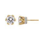 14K Yellow Gold 2.0 Cttw Round Diamond Crown Stud Earrings (I-J Color, I1-I2 Clarity)-6