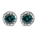14K White Gold 1/2 cttw White and Treated Blue Round Diamond Earrings (I-J I2-I3)-5