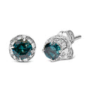 14K White Gold 1/2 cttw White and Treated Blue Round Diamond Earrings (I-J I2-I3)-6