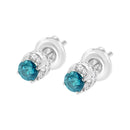 14K White Gold 1/2 cttw White and Treated Blue Round Diamond Earrings (I-J I2-I3)-8