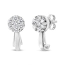 14K White Gold 3/4 Cttw Diamond Floral Cluster Drop and Dangle Stud Earrings (H-I Color, I1-I2 Clarity)-7