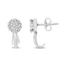 14K White Gold 3/4 Cttw Diamond Floral Cluster Drop and Dangle Stud Earrings (H-I Color, I1-I2 Clarity)-8