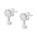 14K White Gold 3/4 Cttw Diamond Floral Cluster Drop and Dangle Stud Earrings (H-I Color, I1-I2 Clarity)-9