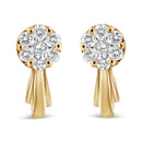 14K White Gold 3/4 Cttw Diamond Floral Cluster Drop and Dangle Stud Earrings (H-I Color, I1-I2 Clarity)-10