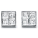 14K White Gold 1/2 Cttw Princess Diamond Composite Box Shape Milgrain Stud Earrings (H-I Color, SI1-SI2 Clarity)-7