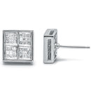 14K White Gold 1/2 Cttw Princess Diamond Composite Box Shape Milgrain Stud Earrings (H-I Color, SI1-SI2 Clarity)-8