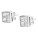 14K White Gold 1/2 Cttw Princess Diamond Composite Box Shape Milgrain Stud Earrings (H-I Color, SI1-SI2 Clarity)-9