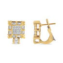 14K Yellow Gold 7/8 Cttw Princess and Baguette-Cut Diamond Square Framed Huggie Hoop Omega Earrings (H-I Color, SI1-SI2 Clarity)-9