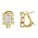 14K Yellow Gold 7/8 Cttw Princess and Baguette-Cut Diamond Square Framed Huggie Hoop Omega Earrings (H-I Color, SI1-SI2 Clarity)-11
