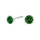 14K White Gold 1.0 Cttw 3-Prong Martini Set Lab Grown Green Diamond Solitaire Stud Earrings-2