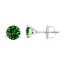 14K White Gold 1.0 Cttw 3-Prong Martini Set Lab Grown Green Diamond Solitaire Stud Earrings-3