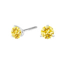 14K White Gold 3-Prong Martini Set 1.0 Cttw Yellow Lab Grown Diamond Solitaire Stud Earrings-3