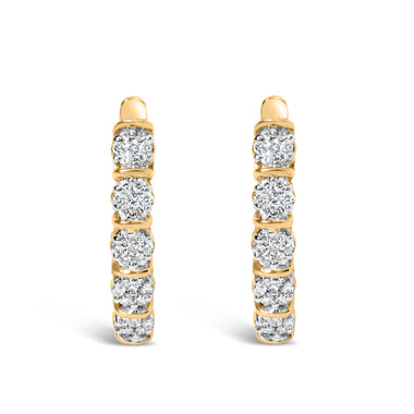 14k Yellow Gold 1/2 Cttw Diamond Cluster Hoop Earrings (H-I Color, SI2-I1 Clarity) - 0