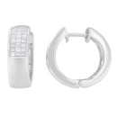 14K White Gold 1 1/8 cttw Princess and Round Cut Diamond Huggie Earrings (H-I, VS1-VS2)-5