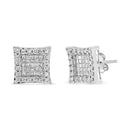 14K White Gold 1.00 Cttw Princess And Round-Cut Diamond Square Stud Earrings (G-H Color, SI1-SI2 Clarity)-4