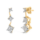 14K Yellow Gold 1 cttw Princess Cut Diamond Earrings (H-I, SI1-SI2)-6