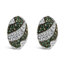 14K White Gold 2.00 Cttw White and Treated Blue Diamond Oval Shield Omega Back Earrings (H-I Color, SI1-SI2 Clarity)-1