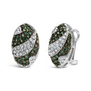 14K White Gold 2.00 Cttw White and Treated Blue Diamond Oval Shield Omega Back Earrings (H-I Color, SI1-SI2 Clarity)-2