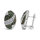 14K White Gold 2.00 Cttw White and Treated Blue Diamond Oval Shield Omega Back Earrings (H-I Color, SI1-SI2 Clarity)-3