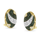 Black and White Rhodium over 14K Yellow Gold 2-1/10 Cttw White and Blue Diamond Oval Omega Back Stud Earrings (H-I and Blue Color, SI1-SI2 Clarity)-5