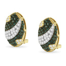 Black and White Rhodium over 14K Yellow Gold 2-1/10 Cttw White and Blue Diamond Oval Omega Back Stud Earrings (H-I and Blue Color, SI1-SI2 Clarity)-8