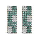 14K Yellow Gold 2 cttw White and Treated Blue Diamond Earrings (H-I, SI1-SI2)-4