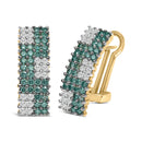 14K Yellow Gold 2 cttw White and Treated Blue Diamond Earrings (H-I, SI1-SI2)-5