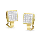 14K Yellow Gold 3-1/5 Cttw Princess Cut Diamond Â¾ Square Invisible Set Grid Huggy Style Omega Back Stud Earrings (G-H Color, VS1-VS2 Clarity)-7