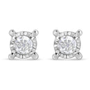 .925 Sterling Silver 1.0 Cttw Round Brilliant-Cut Diamond Miracle-Set Solitaire Stud Earrings (H-I Color, I2-I3 Clarity)-5